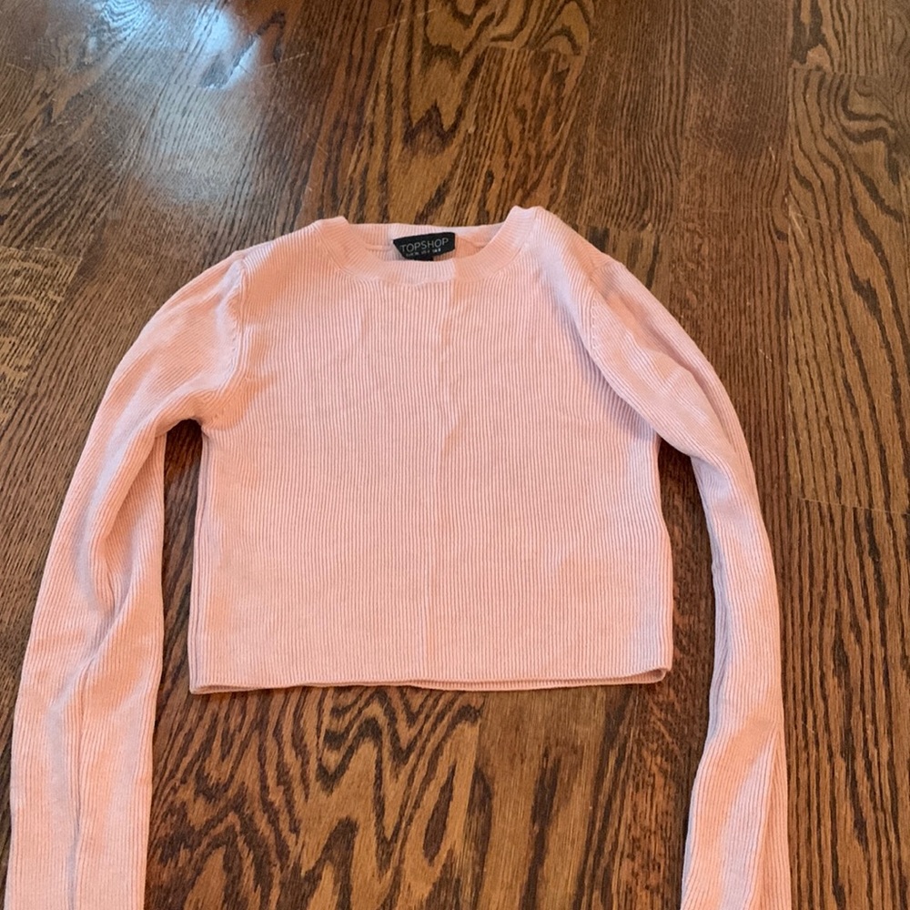 Womens TopShop long sleeved ribbed crop top